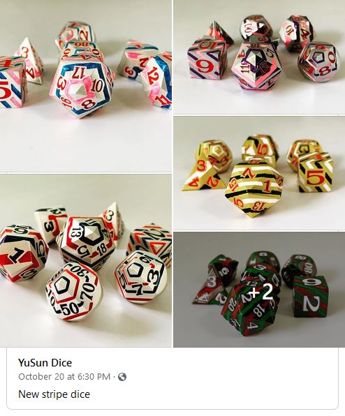 YuSun striped metal dice sets