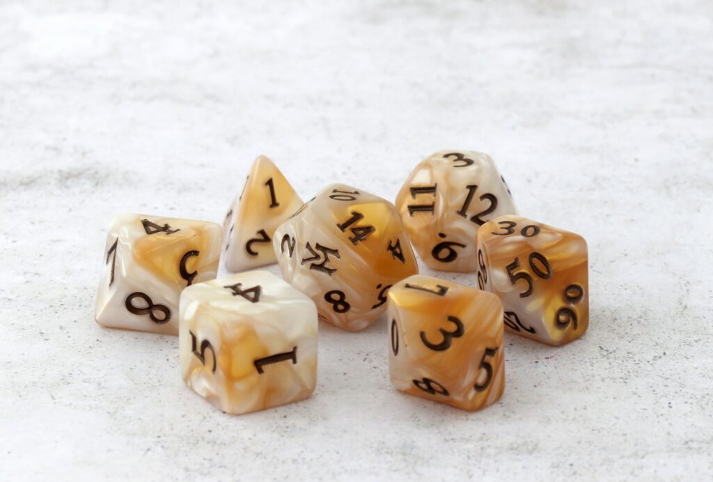 Legend of Vox Machina Gold/White dice set (reinked)