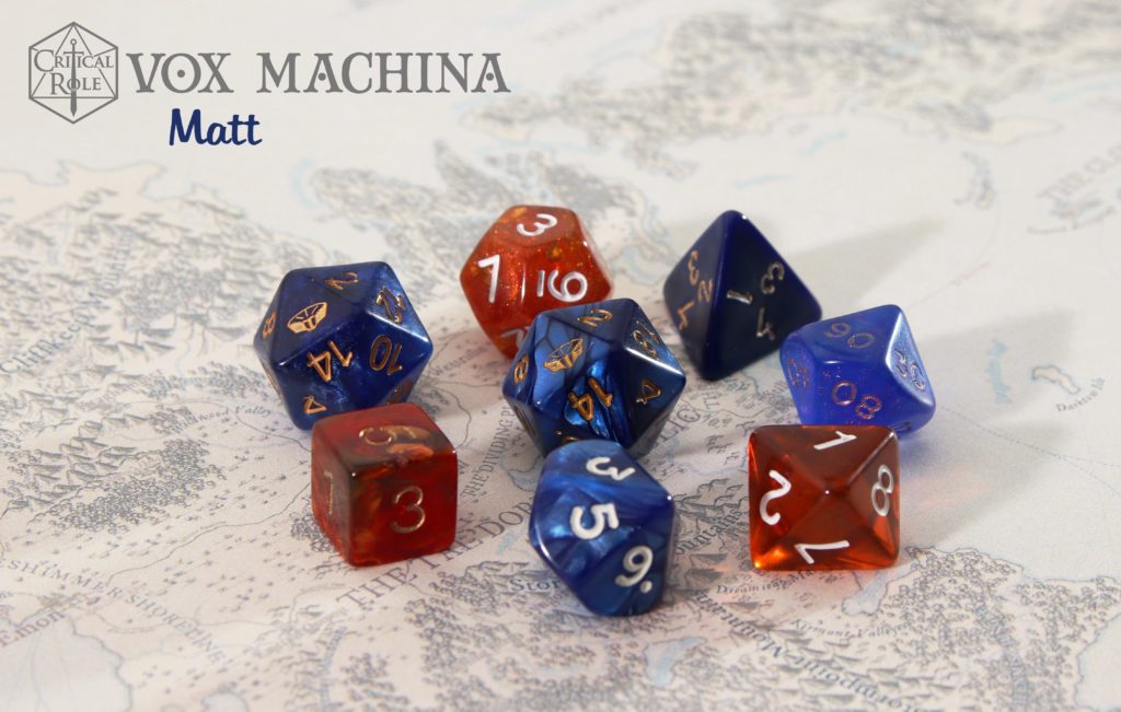 Vox Machina Matt mixed custom dice set