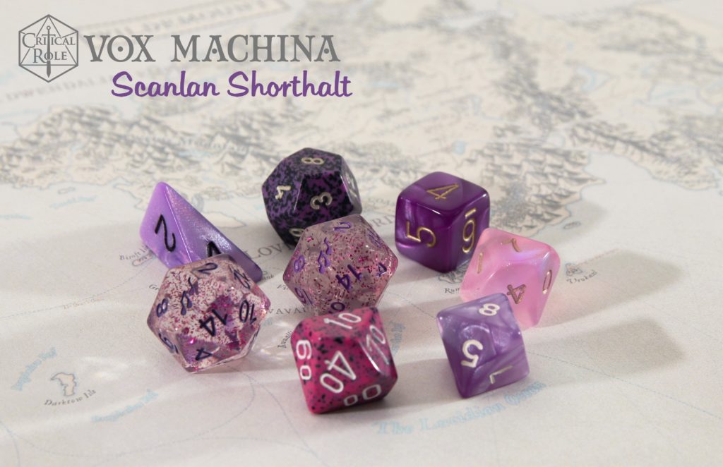 Vox Machina Scanlan mixed custom dice set
