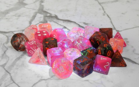 Chessex Luminary dice under backlight