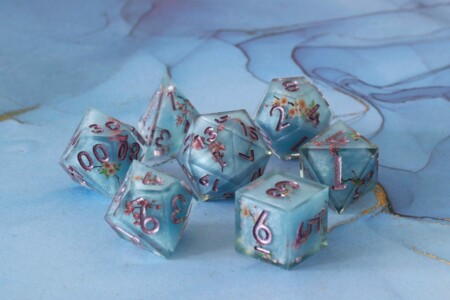 Mini Planet Dice - Flower Sticker Inserts Blue