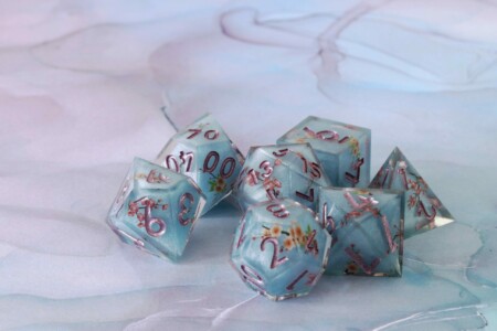 Mini Planet Dice - Flower Sticker Inserts Blue