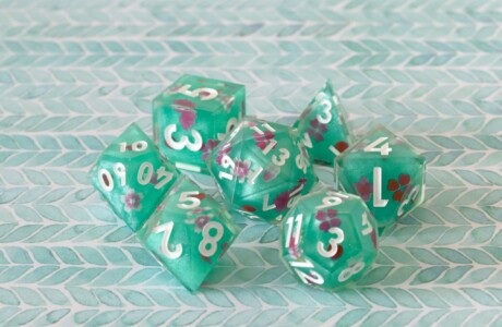 Mini Planet Dice - Flower Sticker Inserts Green